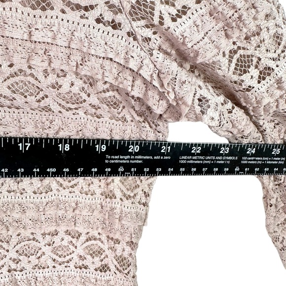 Lord & Taylor Lace Knit Long Sleeve Top Blush Pink Sheer Layering Shirt Size L - Picture 8 of 10